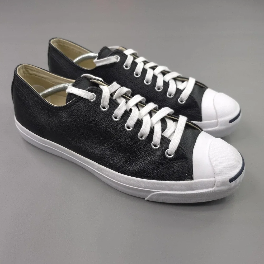 Converse Jack Purcell Shoes Mens Size 11.5 Black Leather Low Top Sneakers Casual